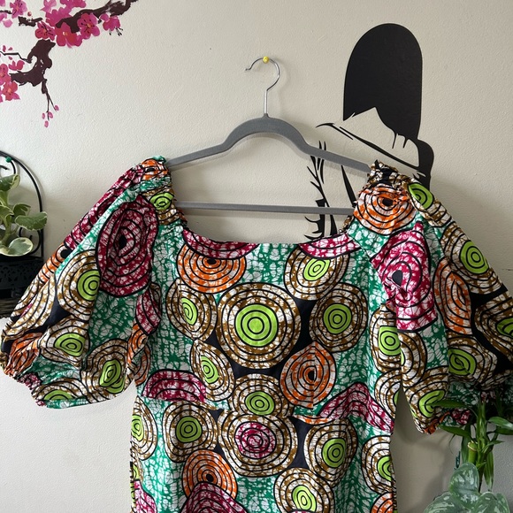 Colourful Ankara Puffy Sleeve Dress - Picture 14 of 16